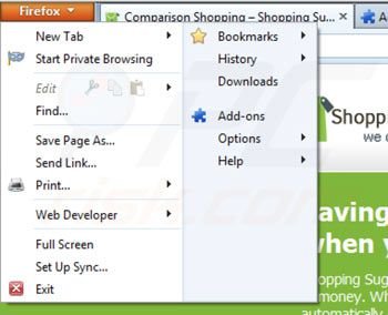 Remover Shopping Suggestion do Mozilla Firefox passo 1