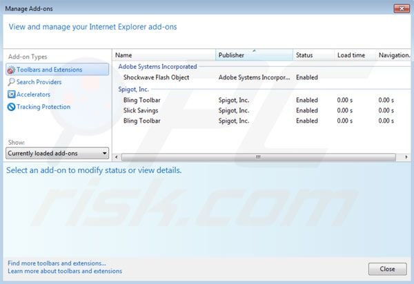 Remover Spigot das extensões do Internet Explorer