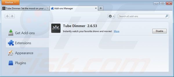 Remover Tube Dimmer do Mozilla Firefox passo 2