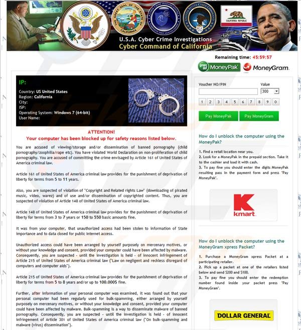 Vírus USA Cyber Crime Investigations