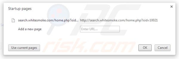 Remover search.whitesmoke.com da página inicial do Google Chrome