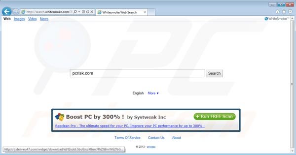 Vírus de redirecionamento search.whitesmoke.com