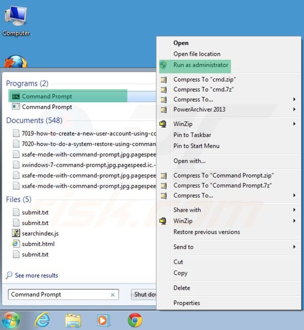 Processo de encerramento de Windows Expert Console passo 1
