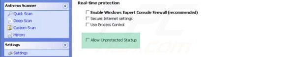 Início desprotegido de Windows Expert Console