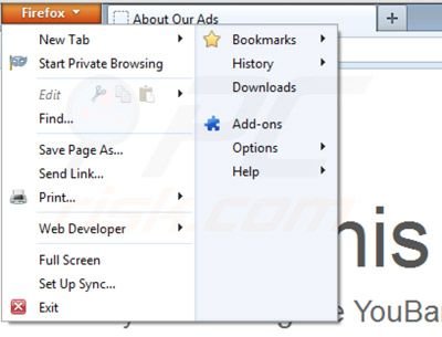 Remover You-Bar do Mozilla Firefox passo 1