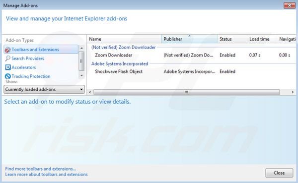 Remover Zoom Downloader das extensões do Internet Explorer passo 2