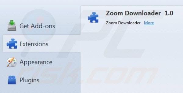Remover Zoom Downloader das extensões do Mozilla Firefox passo 2