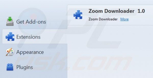 Remover Zoom Downloader das extensões do Mozilla Firefox passo 2