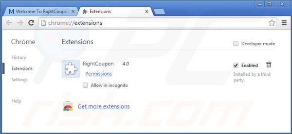 Remover anúncios por right coupon do Google Chrome passo 2