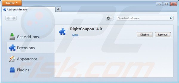 Remover anúncios por right coupon do Mozilla Firefox passo 2