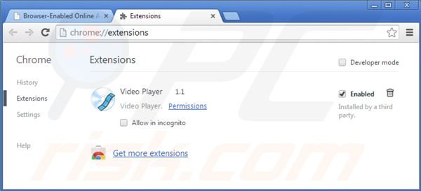 Remover Anúncios por Video Player das extensões do Google Chrome passo 2