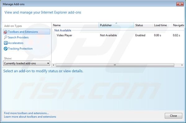 Remover Anúncios por Video Player das extensões do Internet Explorer passo 2