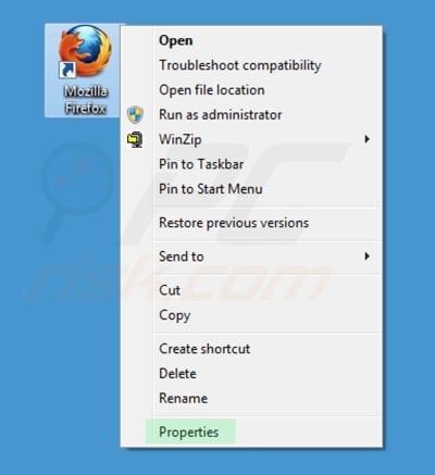 Remover awesomehp.com do atalho do Mozilla Firefox passo 1