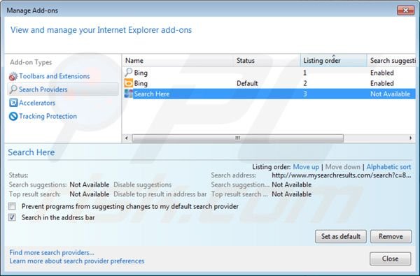 Remover o vírus DefaultTab do motor de busca padrão do Internet Explorer