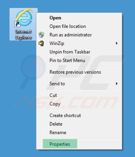 Remover o vírus de redirecionamento Inspsearch.com do Internet Explorer passo 1