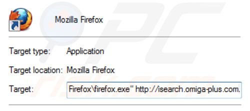 Remover o vírus Inspsearch.com do atalho Mozilla Firefox passo 2