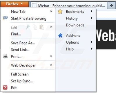 Remover iWebar do Mozilla FireFox passo 1