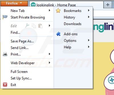 Remover anúncios anúncios lookinglink do Mozilla Firefox passo 1