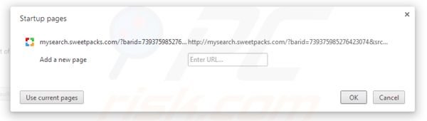 Remover os redirecionamentos de Mysearch.sweetpacks.com da página inicial do Google Chrome