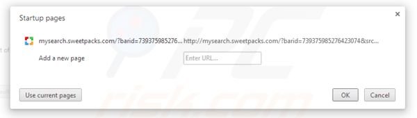 Remover os redirecionamentos de Mysearch.sweetpacks.com da página inicial do Google Chrome