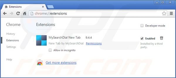 Remover start.mysearchdial.com das extensões do Google Chrome