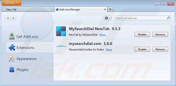 Remover start.mysearchdial.com das extensões do Mozilla Firefox