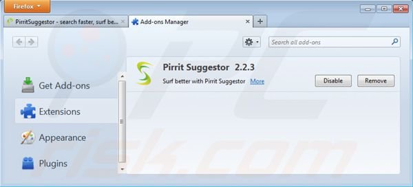 Remover Pirrit Suggestor do Mozilla FireFox passo 2