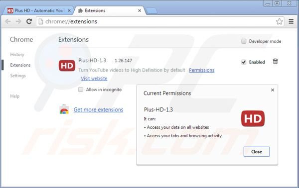 Remover Plus-HD do Google Chrome passo 2