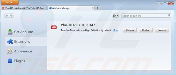 Remover Plus-HD do Mozilla FireFox passo 2