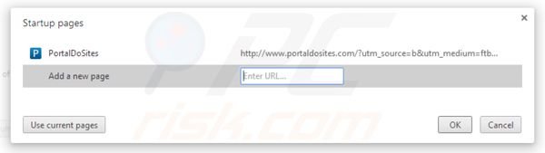 Remover portaldosites.com da página inicial do Google Chrome