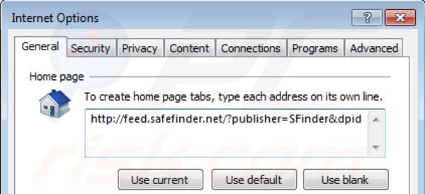 Remover isearch.safefinder.net da página inicial do Internet Explorer