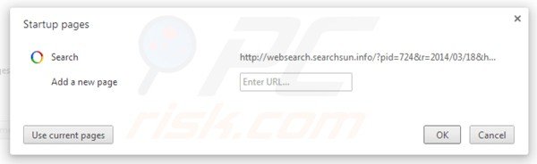 Remova websearch.searchsun.info da página inicial do Google Chrome