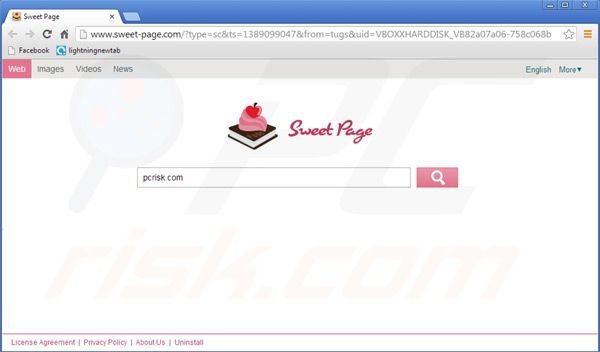 Vírus de redirecionamento sweet-page.com