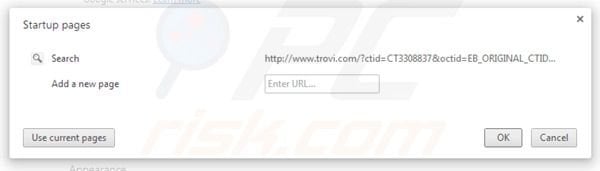 Remover os redirecionamentos de Trovi.com da página inicial do Google Chrome