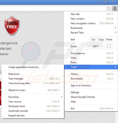 Remova os anúncios Web Protect do Google Chrome passo 1