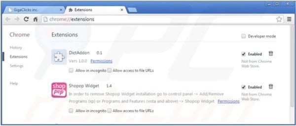Remova os anúncios Web Protect do Google Chrome passo 2