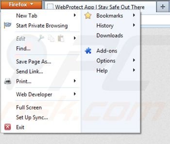 Remova Web Protect do Mozilla Firefox passo 1