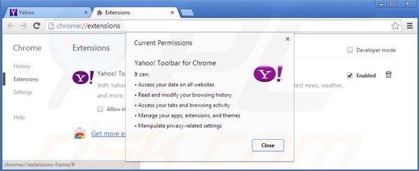 Remover a barra de ferramentas Yahoo das extensões do Google Chrome