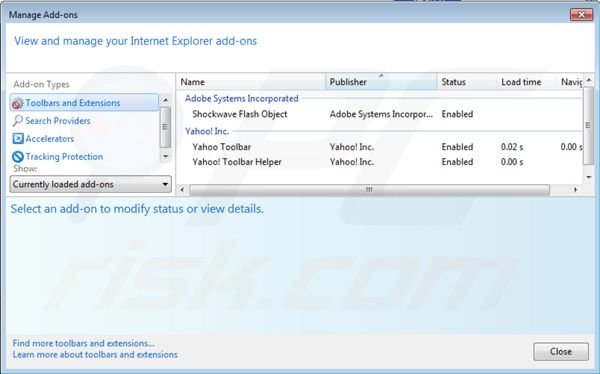 Remover a barra de ferramentas Yahoo das extensões do Internet Explorer