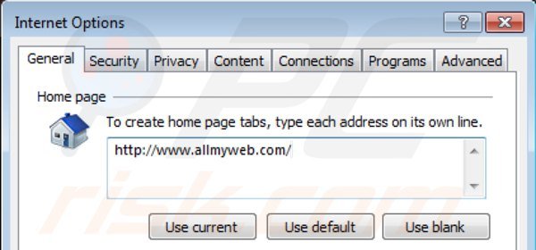 Remover allmyweb.com da página inicial do Internet Explorer