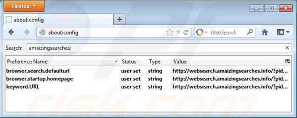 Remover websearch.amaizingsearches.info das configurações do motor de busca padrão do Mozilla Firefox