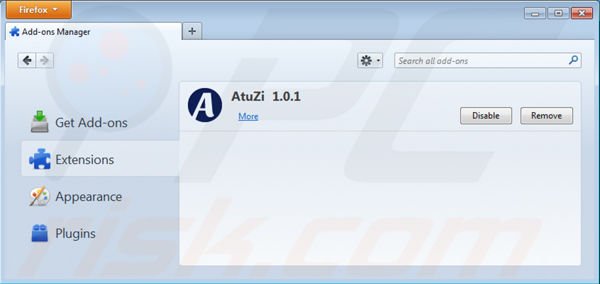 Remova AtuZi do Mozilla Firefox passo 2