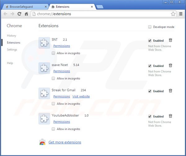 Remova BrowserSafeguard do Google Chrome passo 2