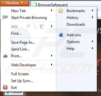 Remova BrowserSafeguard do Mozilla Firefox passo 1