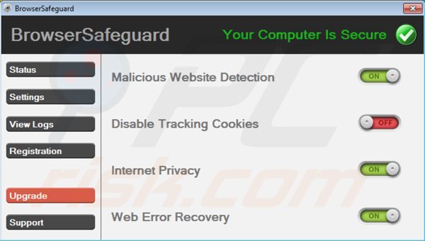 vírus browsersafeguard