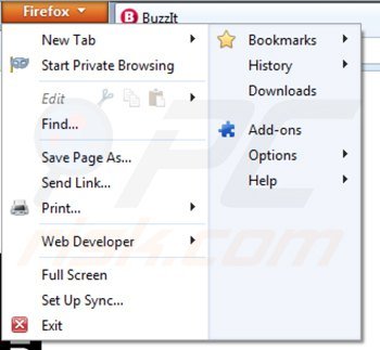Remova buzz-it do Mozilla Firefox passo 1