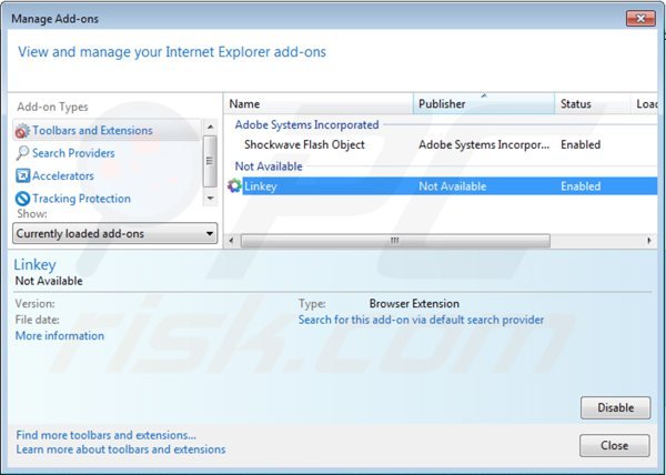 Remove o redirecionamento default-search.net das extensões do Internet Explorer