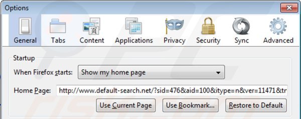 Remova default-search.net da página inicial do Mozilla Firefox
