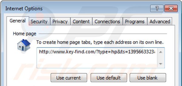 Remova vírus key-find.com da página inicial do Internet Explorer