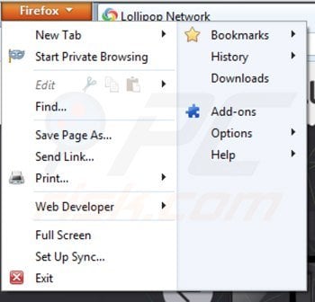 Remova os anúncios Lollipop do Mozilla Firefox passo 1